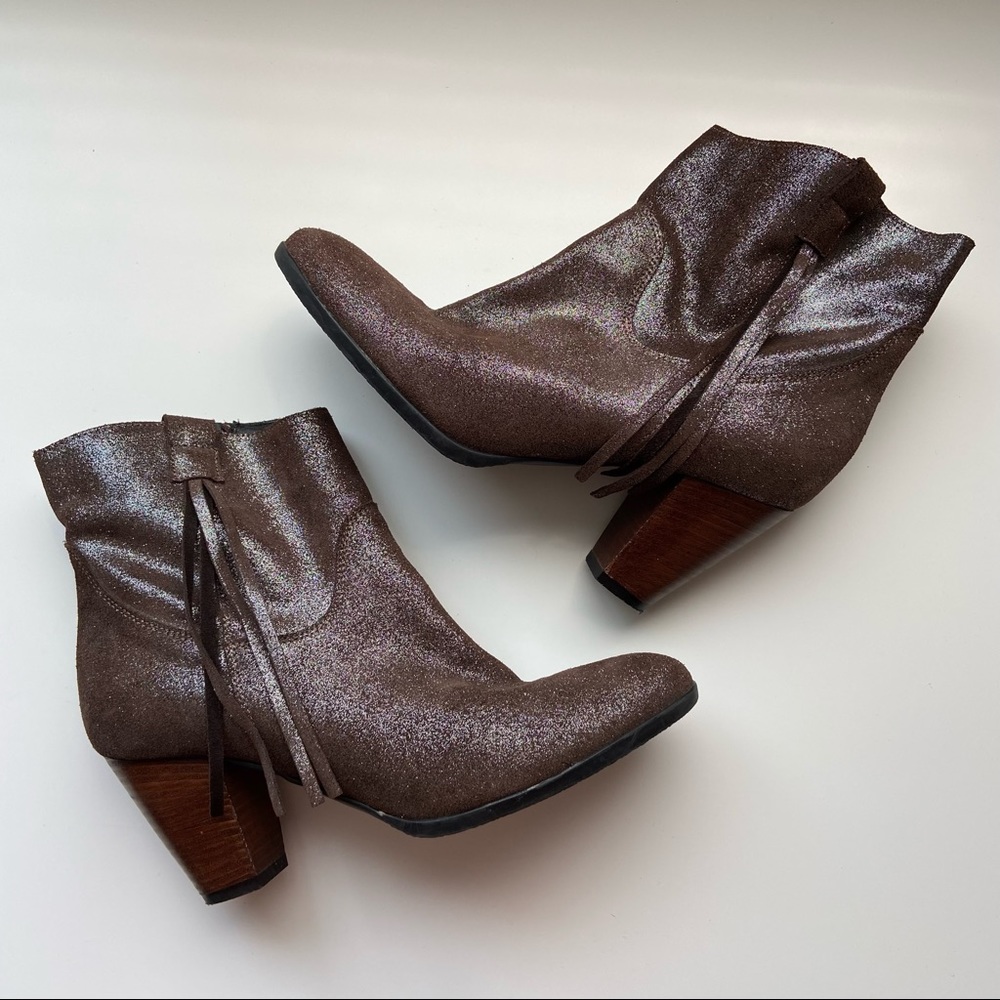 Charles David Metallic Tassel Heeled Booties